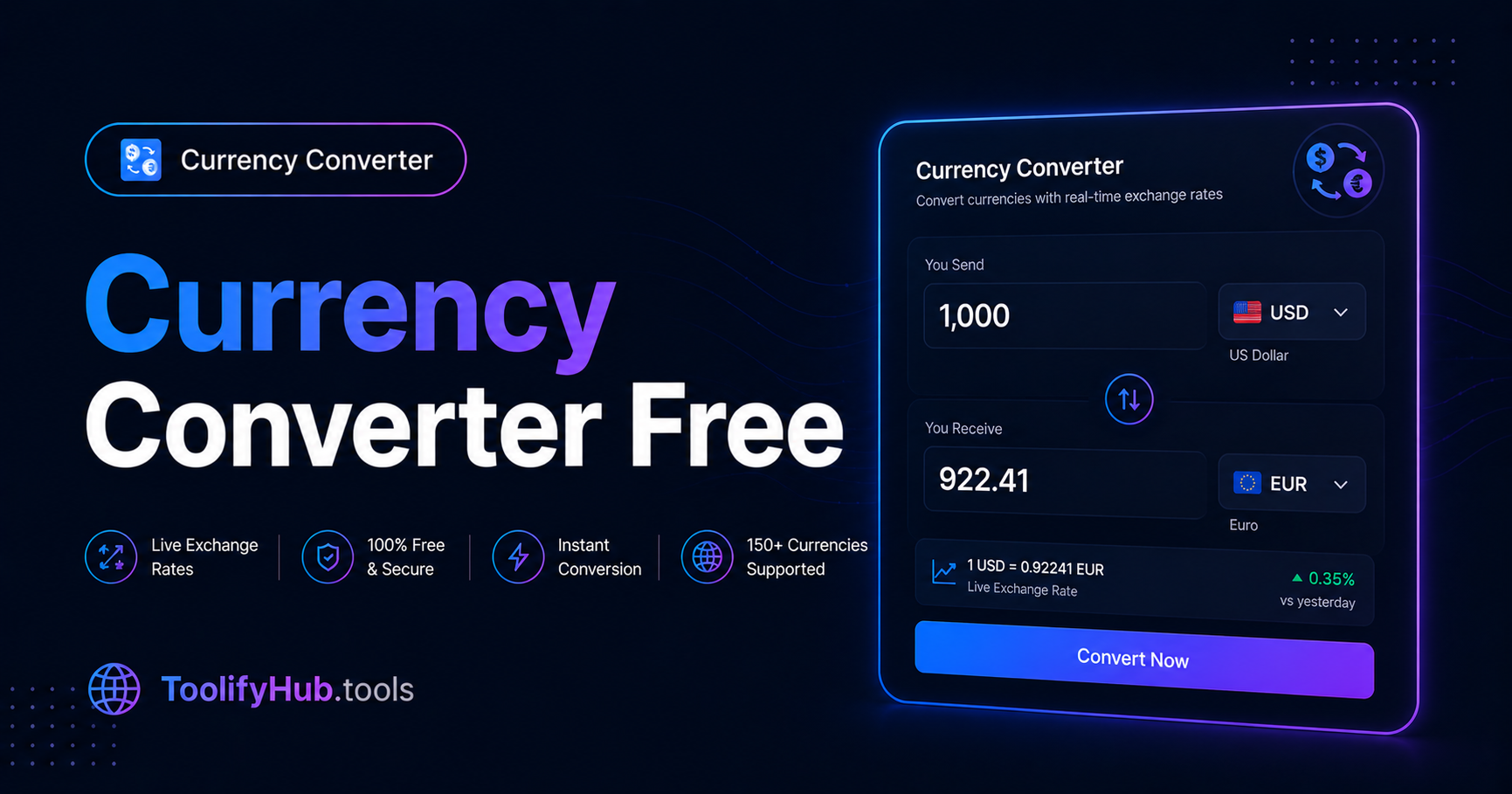 Free Currency Converter Online — Live Exchange Rates 2026 — ToolifyHub