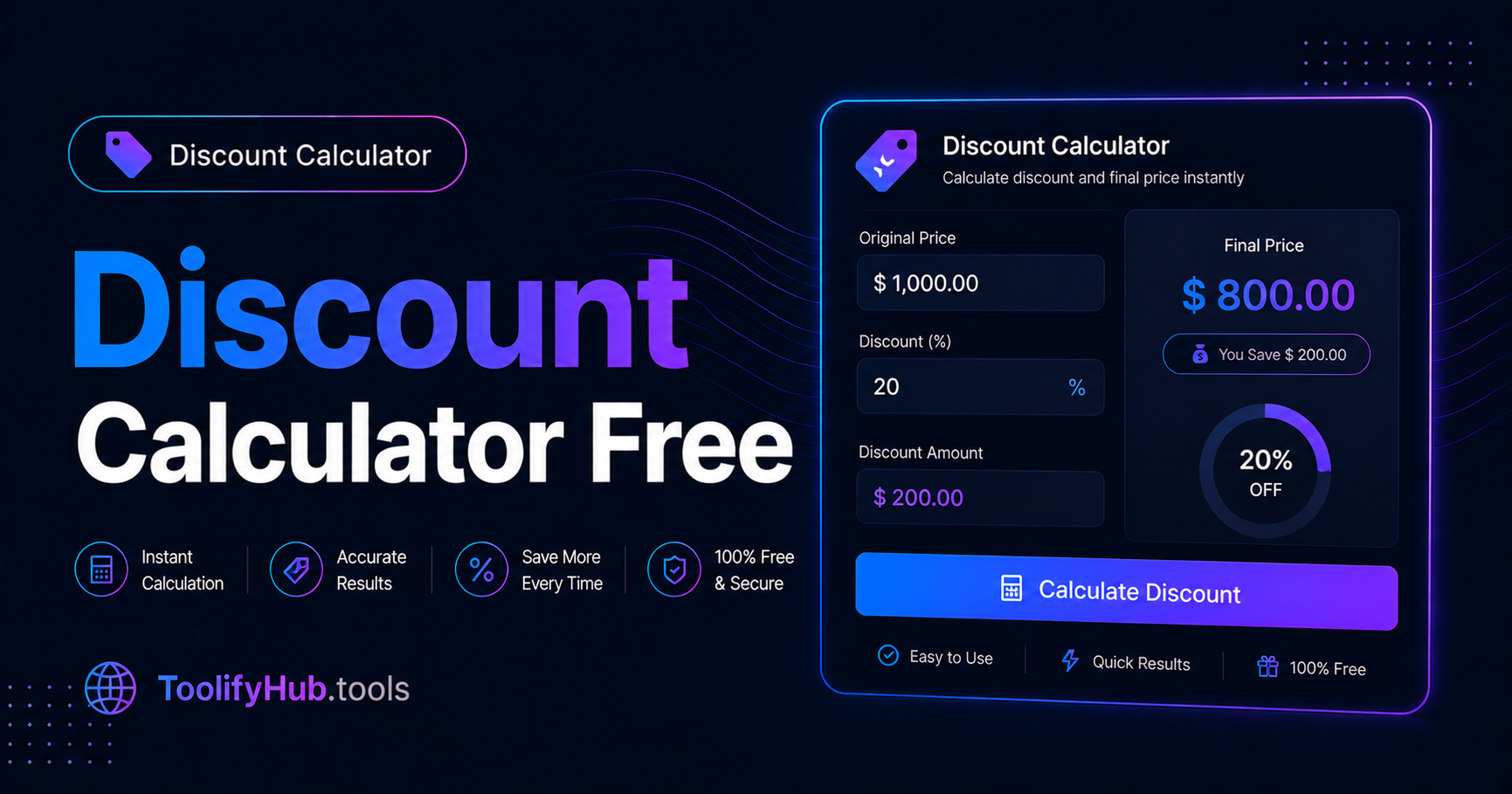 How to Calculate Discount Percentage Online Free — Shopping Guide 2026 — ToolifyHub