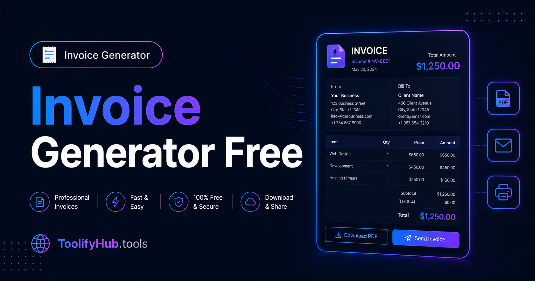 Free Invoice Generator Online — Create Professional Invoices in Minutes — ToolifyHub