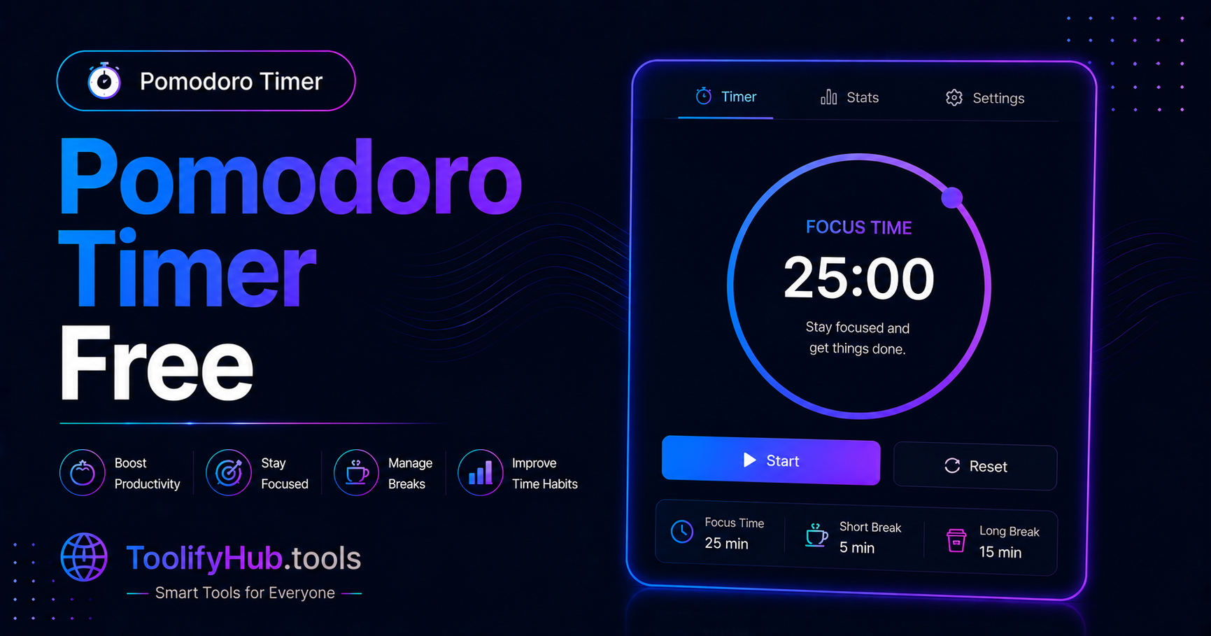 Free Pomodoro Timer Online — Boost Your Productivity Instantly (2026) — ToolifyHub