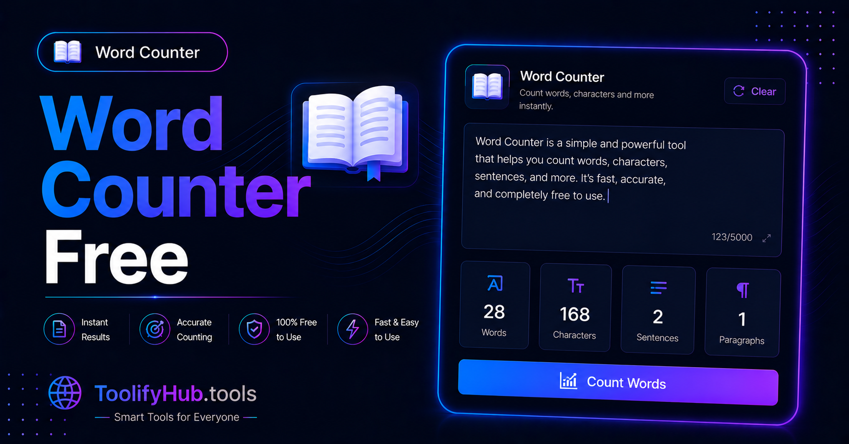 Free Word Counter Online — Count Words and Characters Instantly — ToolifyHub