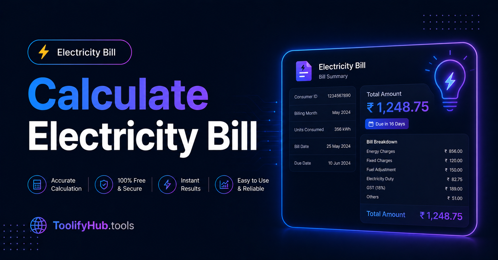 How to Calculate Electricity Bill Online Free — WAPDA, India, USA Guide 2026 — ToolifyHub