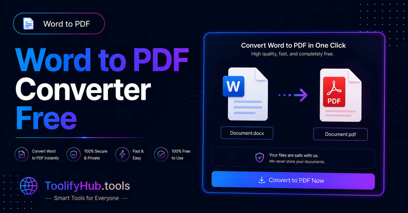 Word to PDF Converter Free — Convert DOCX to PDF Online 2026 — ToolifyHub