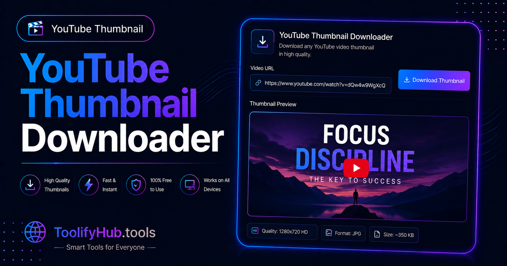 YouTube Thumbnail Downloader Free — Download HD Thumbnails Instantly (2026) — ToolifyHub